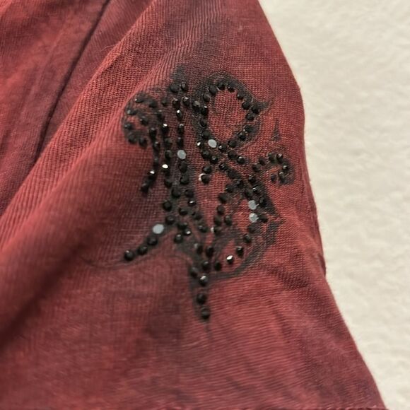 Velvet Stone Washed Cross Bling Rock Western Vneck T-shirt Medium - Picture 5 of 7